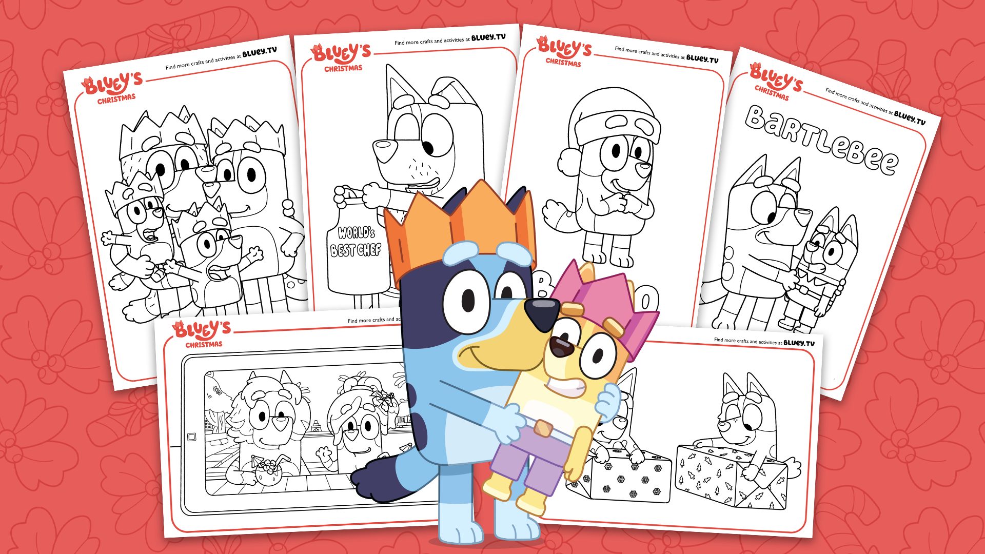 bluey christmas colouring sheets - bluey official website